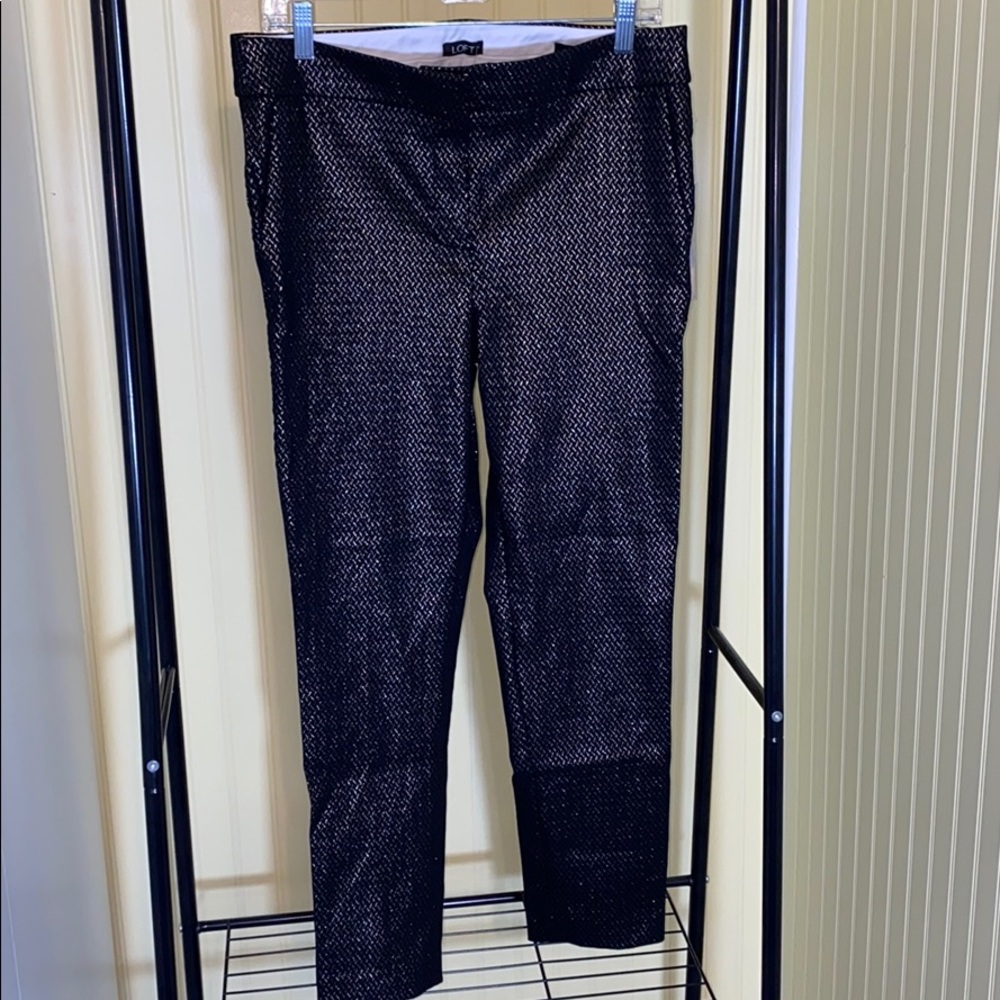 NWT LOFT BLACK & GOLD MARISSA FIT SKINNY TROUSERS
